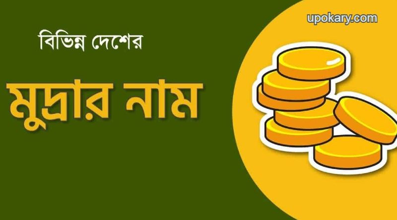 Names of currencies of different countries